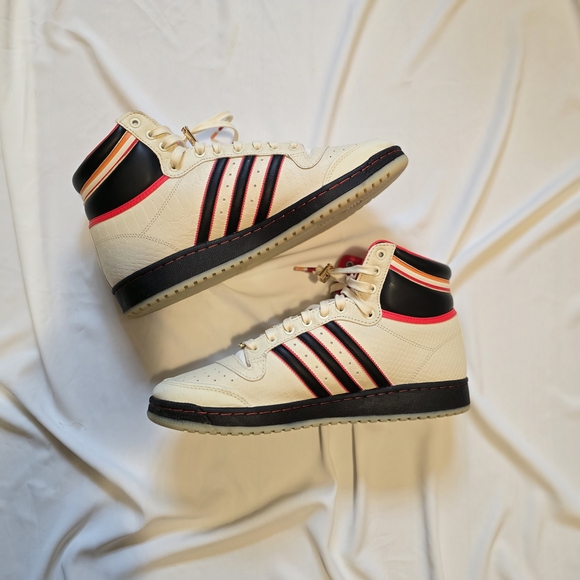Adidas x ESPN Top Ten Hi Top sneaker in Beige/Black/Red Sz 13 - Picture 5 of 16